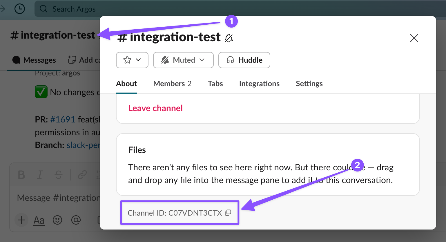 Locate Slack channel ID